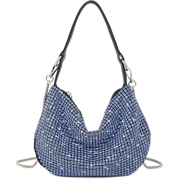 NWT Sparkling Bling Swarovski Crystal Rhinestones: Half Moon Purse +Gift - Picture 2 of 6